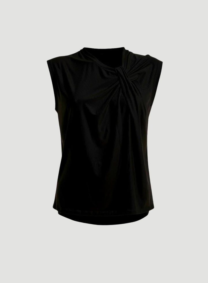 Cotton Linen Sleeveless Twist Front Top