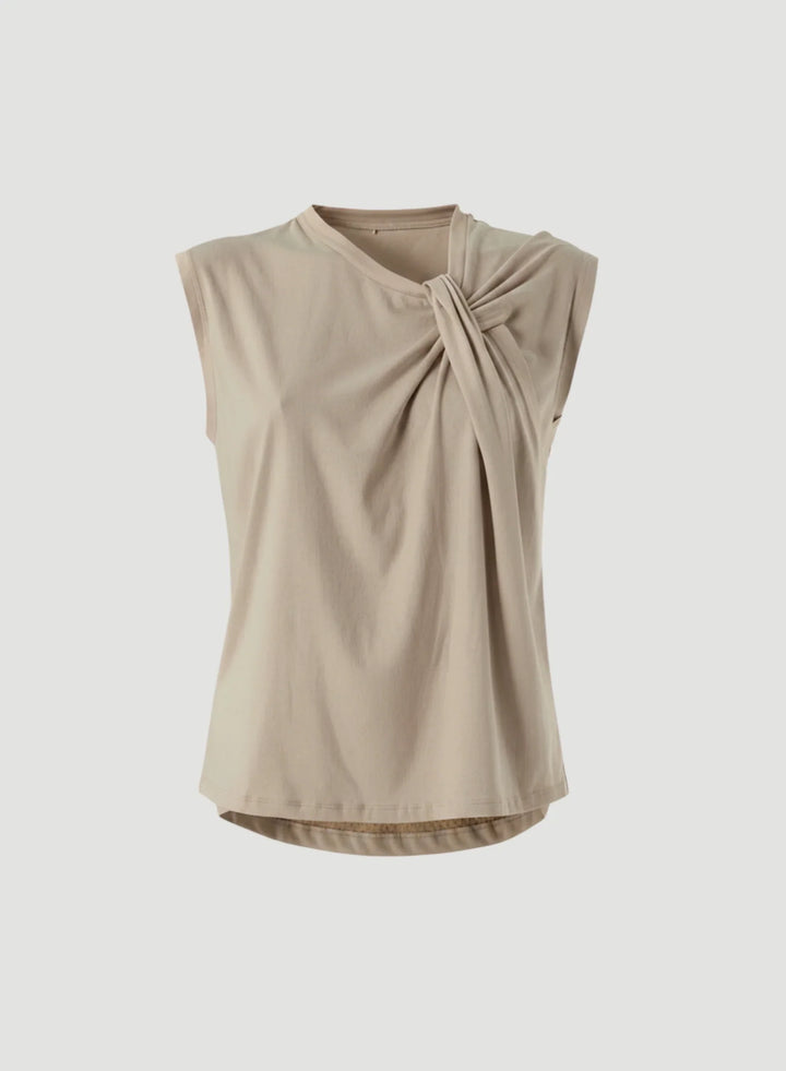 Cotton Linen Sleeveless Twist Front Top