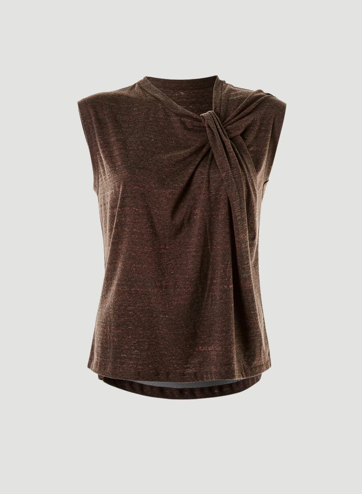 Cotton Linen Sleeveless Twist Front Top