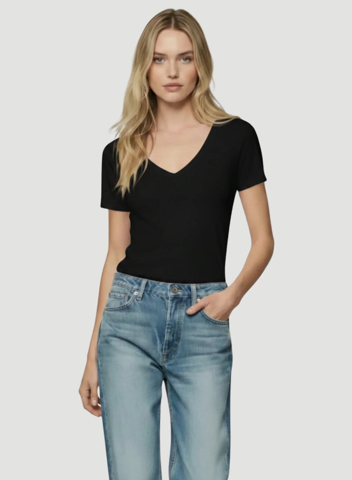 Cotton 'Silk Touch' Short Sleeve Semi-Relaxed V-Neck T-Shirt