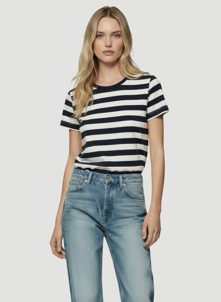 Soft Touch Short Sleeve Stripe Crewneck T-Shirt