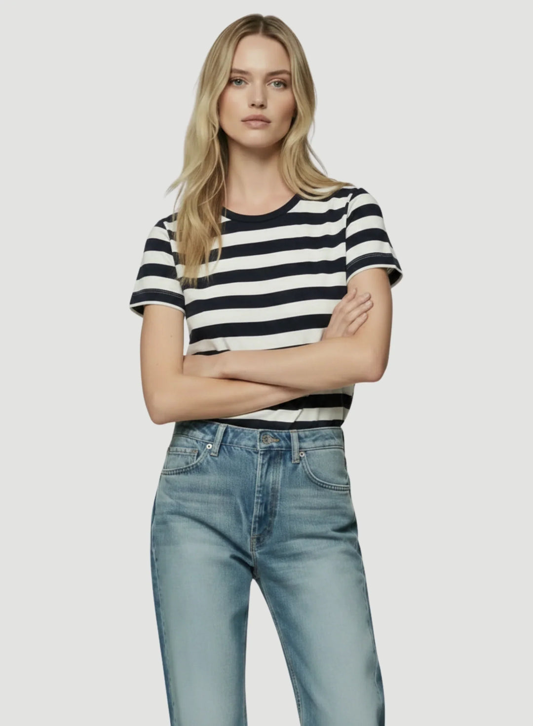 Soft Touch Short Sleeve Stripe Crewneck T-Shirt