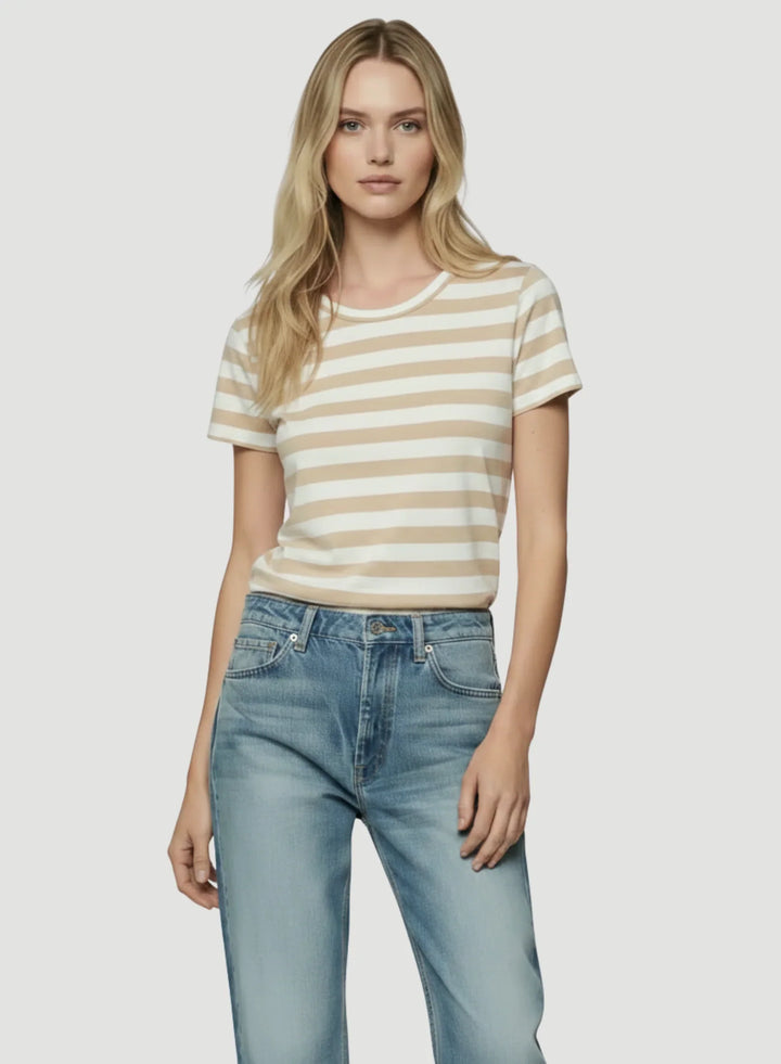 Soft Touch Short Sleeve Stripe Crewneck T-Shirt