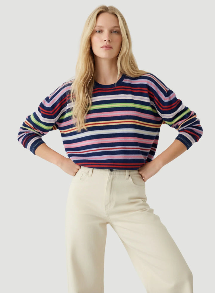Cashmere Stripe Long Sleeve Crewneck T-Shirt - POLO - Majestic Filatures North America