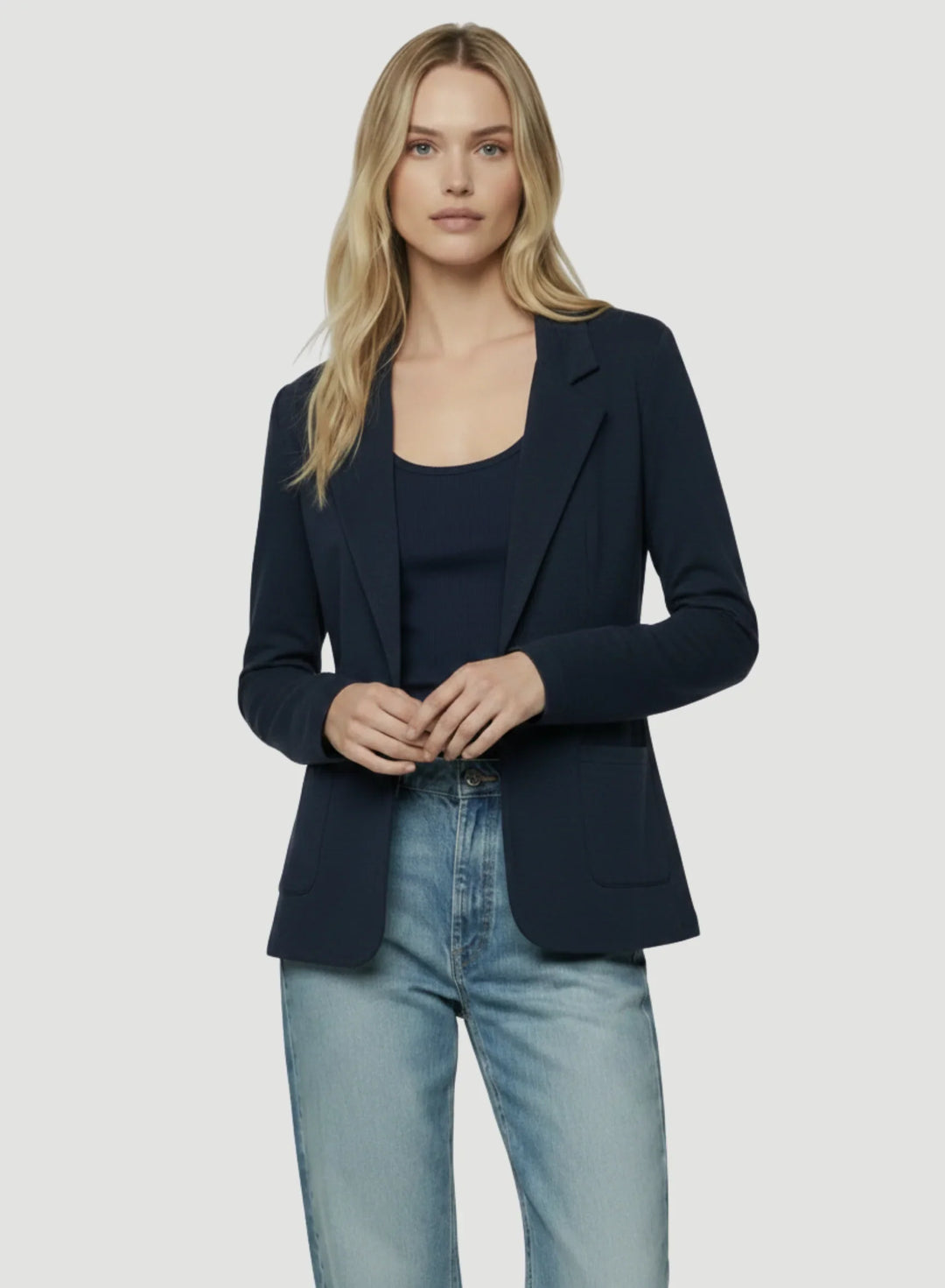 Cotton Cashmere Double Face One Button Blazer