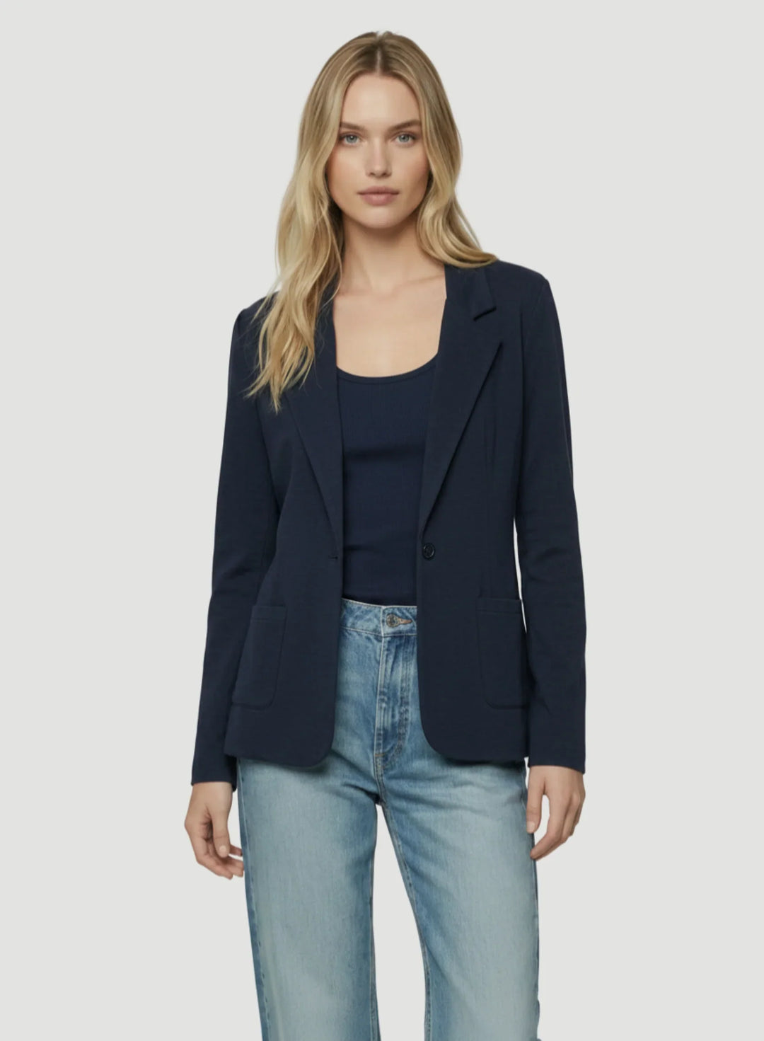 Cotton Cashmere Double Face One Button Blazer