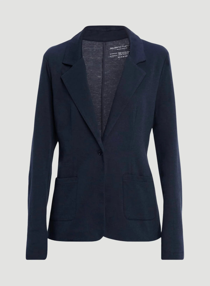 Cotton Cashmere Double Face One Button Blazer