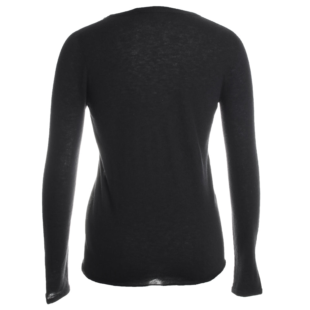 V Neck Long Sleeve Cashmere Shirt - Noir