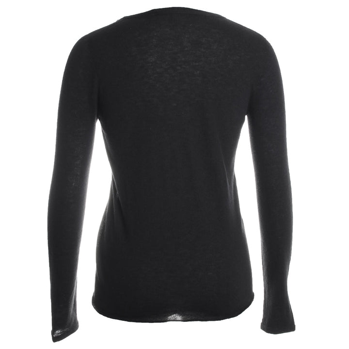 V Neck Long Sleeve Cashmere Shirt - Noir