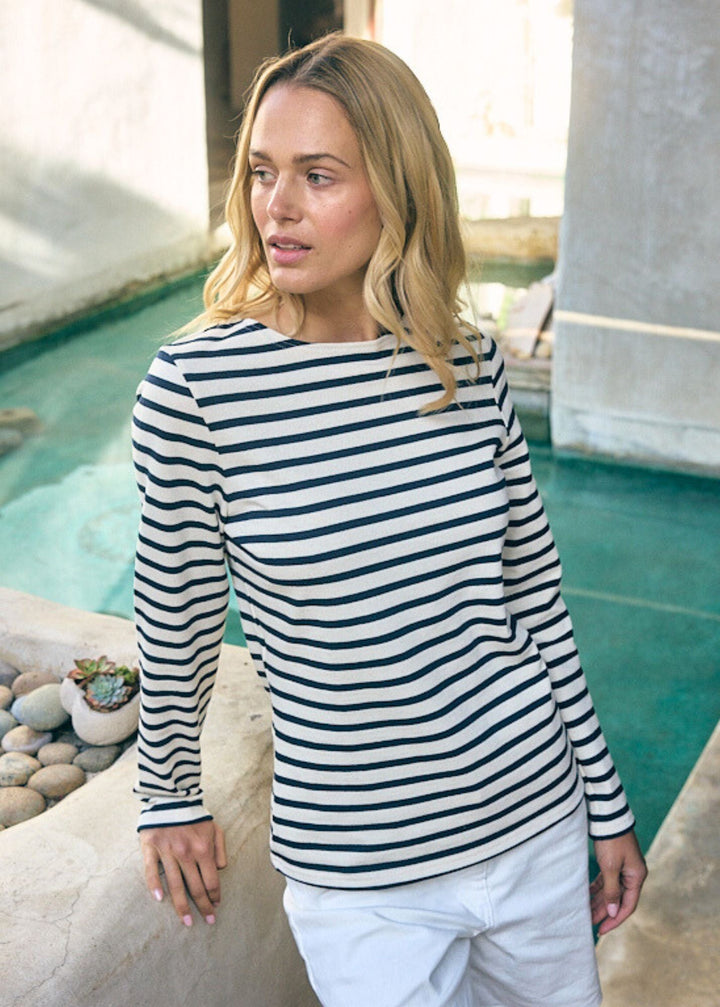 MERIDAME II - Authentic Breton Shirt | Heavyweight Cotton | Women Fit (ECRU / NAVY)