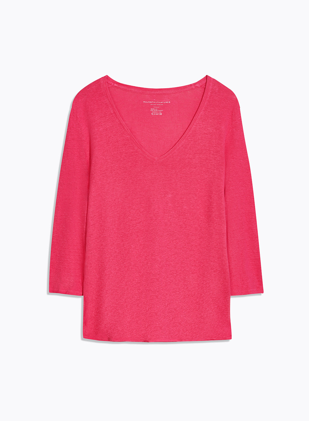 3/4 Sleeves V-Neck Shirt - Berry