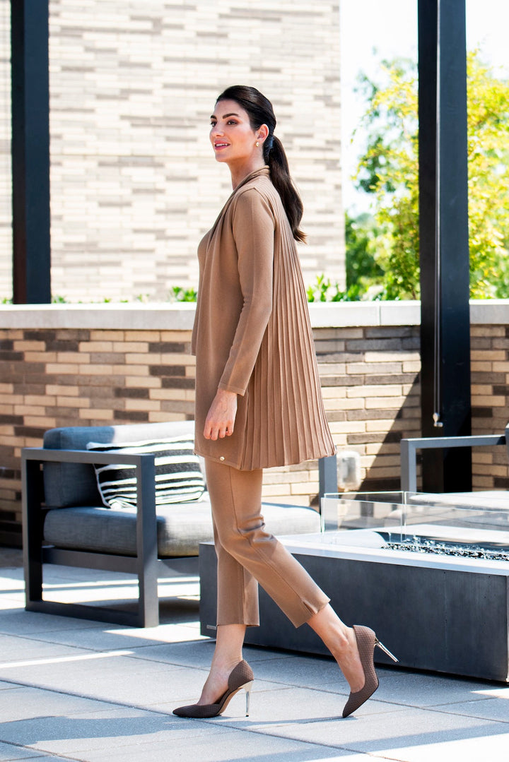 Amely Shawl Collar Mid-Length Cardigan; Mocha