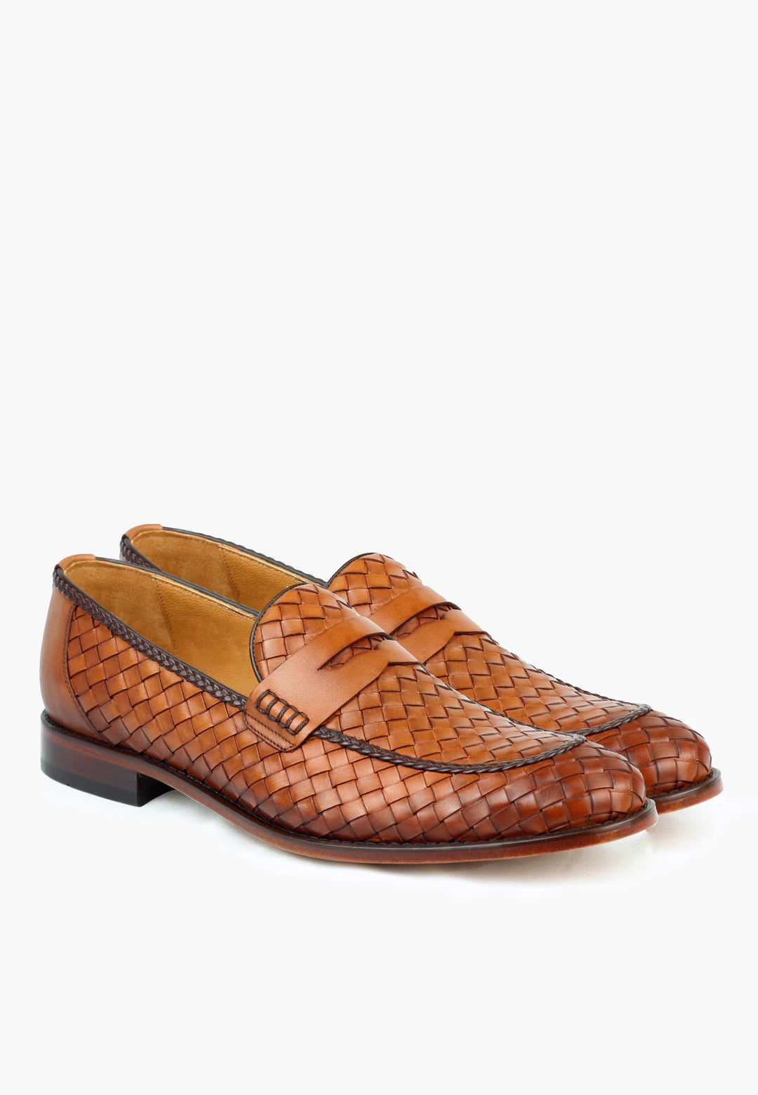 Sepol Miami Woven Loafer in Cognac