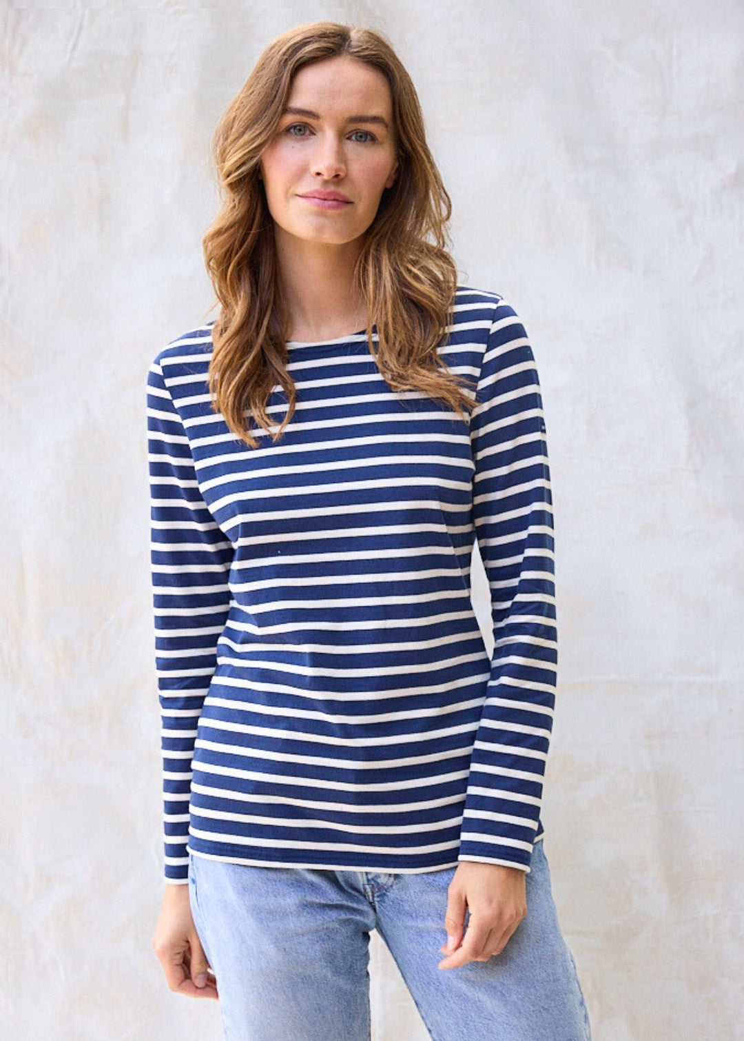 MINQUIDAME - Breton Striped Shirt with Long Sleeve (NAVY / ECRU)