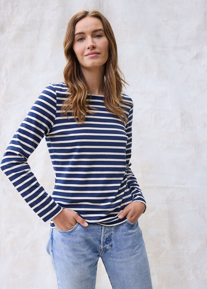 MINQUIDAME - Breton Striped Shirt with Long Sleeve (NAVY / ECRU)