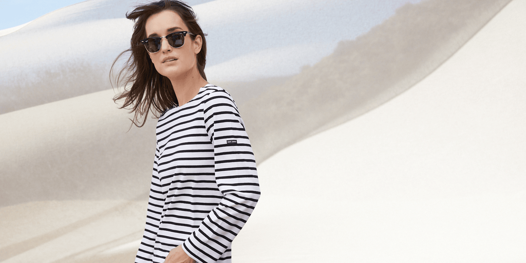 MINQUIERS MODERN - Authentic Breton Stripe Shirt | Soft Cotton | Men Fit (WHITE / BLACK)