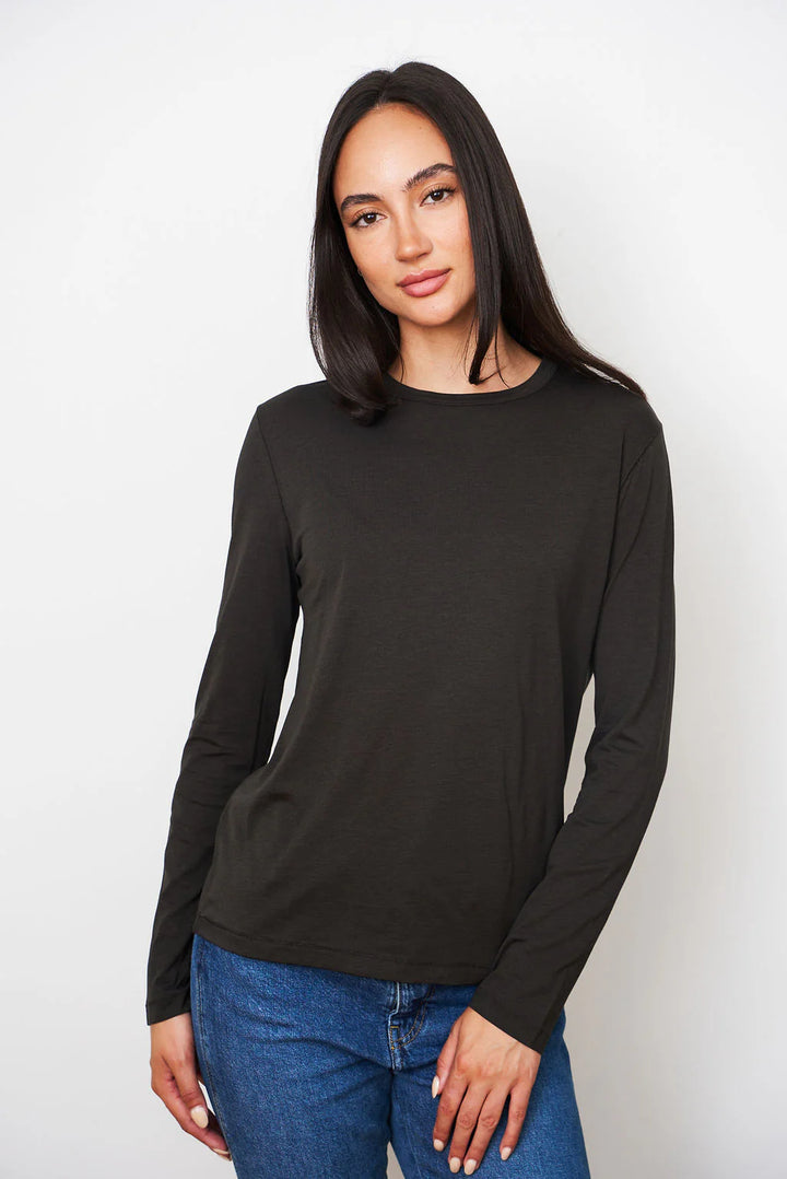 Lyocell Cotton Long Sleeve Semi Relaxed Crewneck