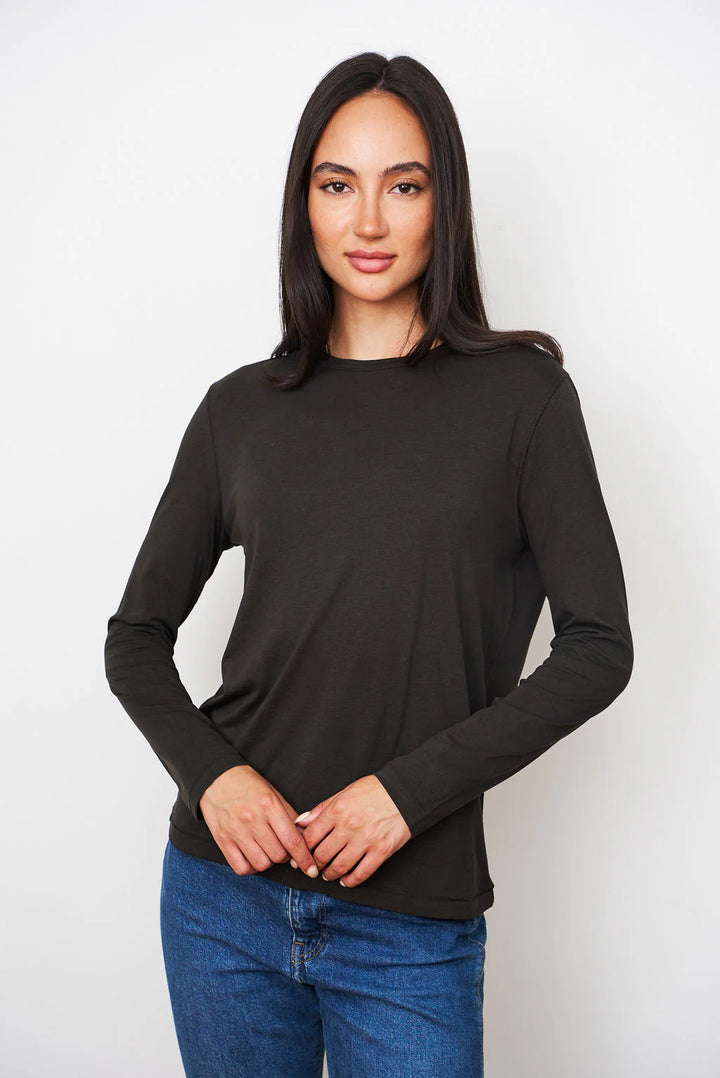 Lyocell Cotton Long Sleeve Semi Relaxed Crewneck