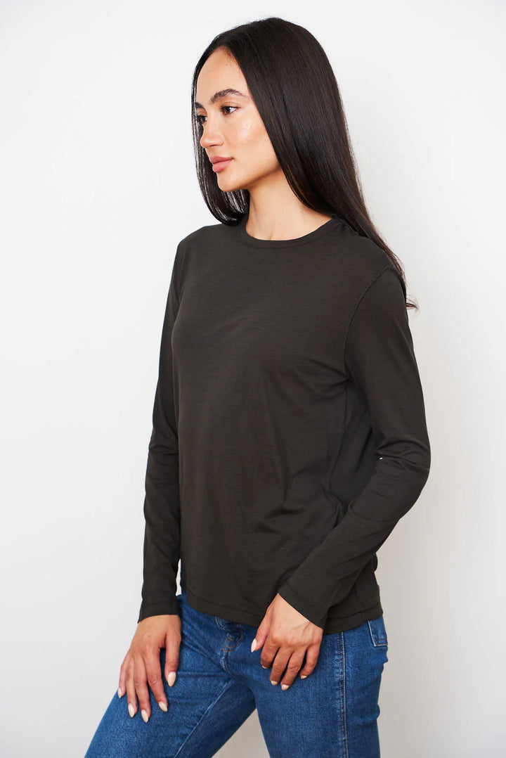 Lyocell Cotton Long Sleeve Semi Relaxed Crewneck