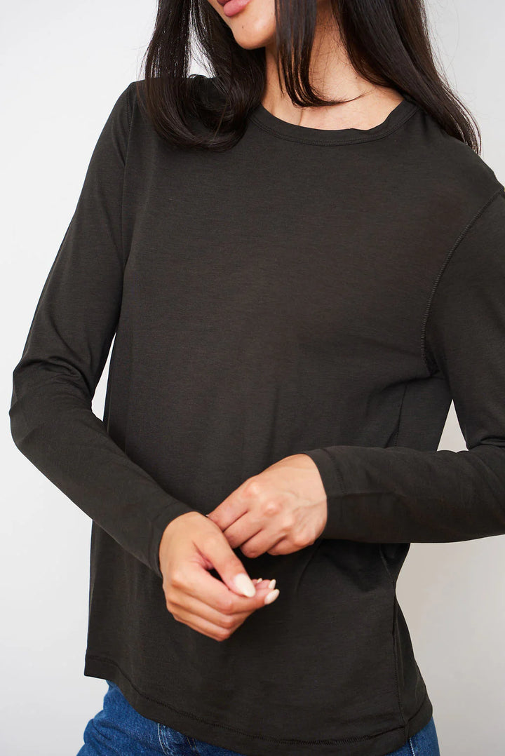 Lyocell Cotton Long Sleeve Semi Relaxed Crewneck