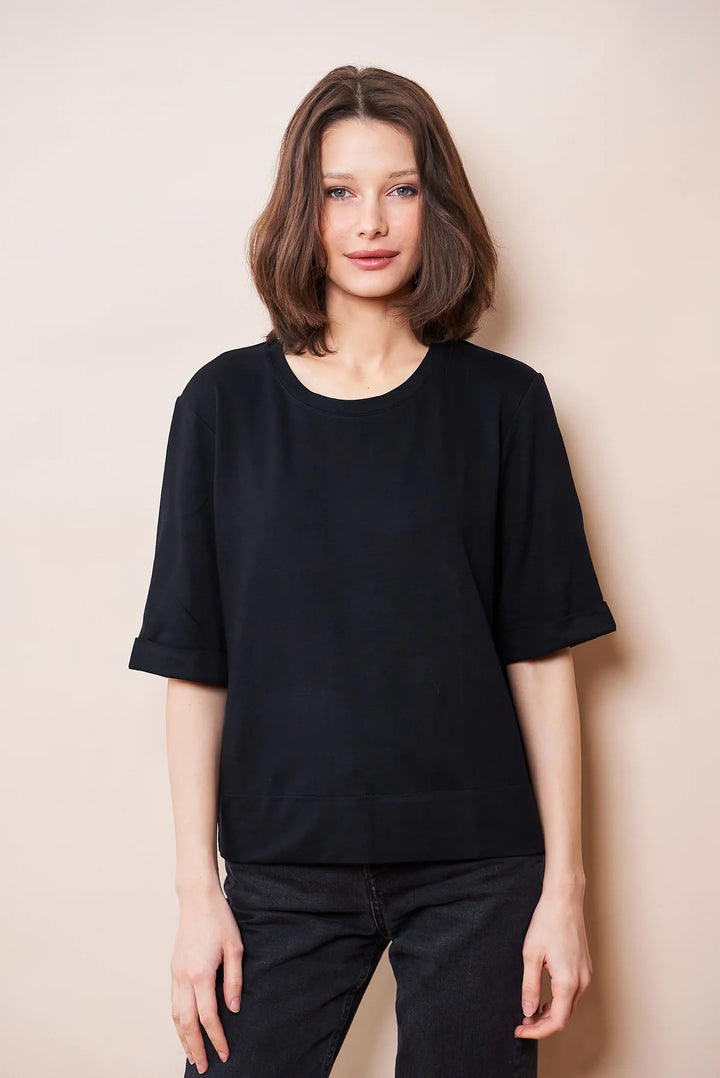 French Terry Semi Relaxed Elbow Sleeve Pullover