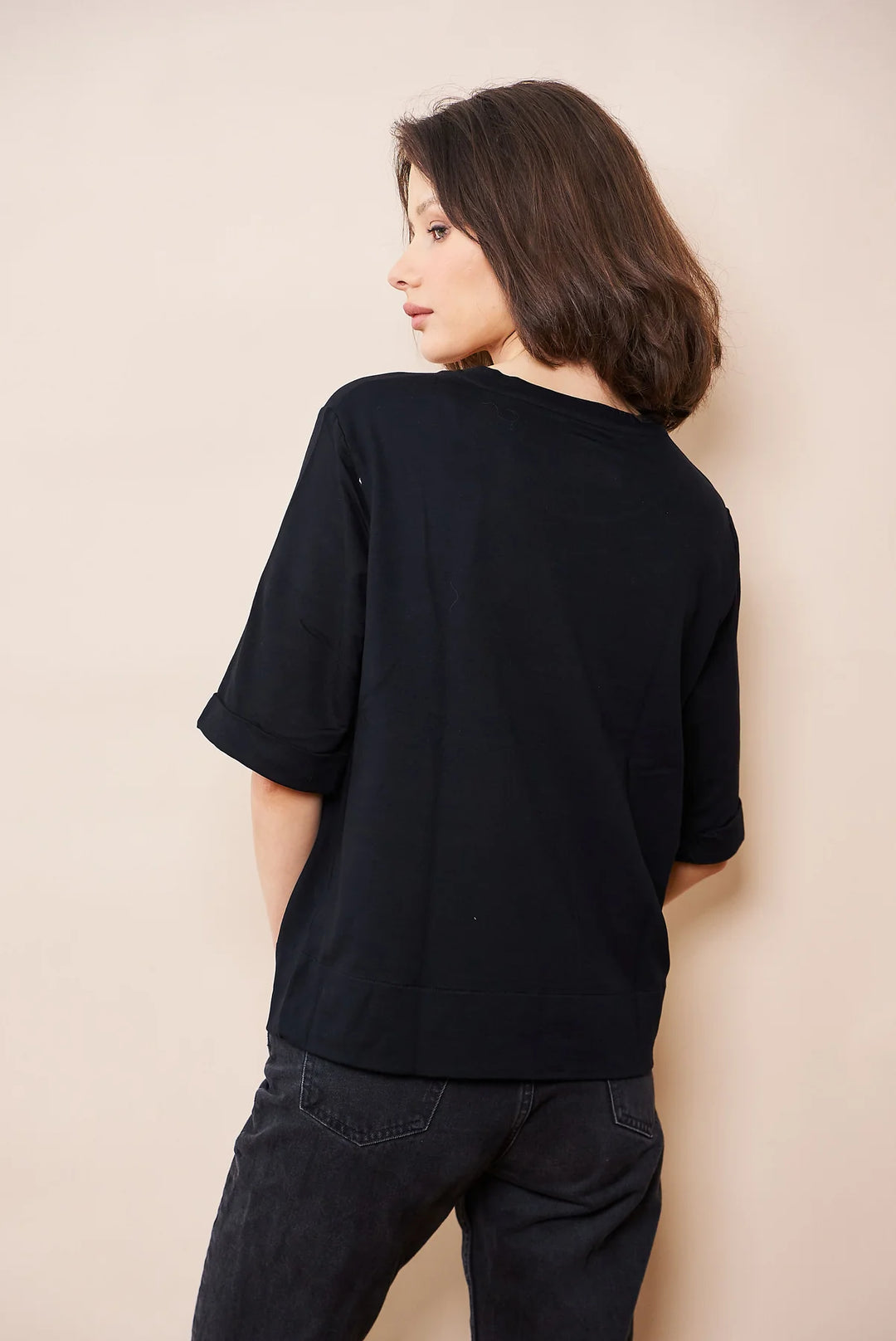 French Terry Semi Relaxed Elbow Sleeve Pullover