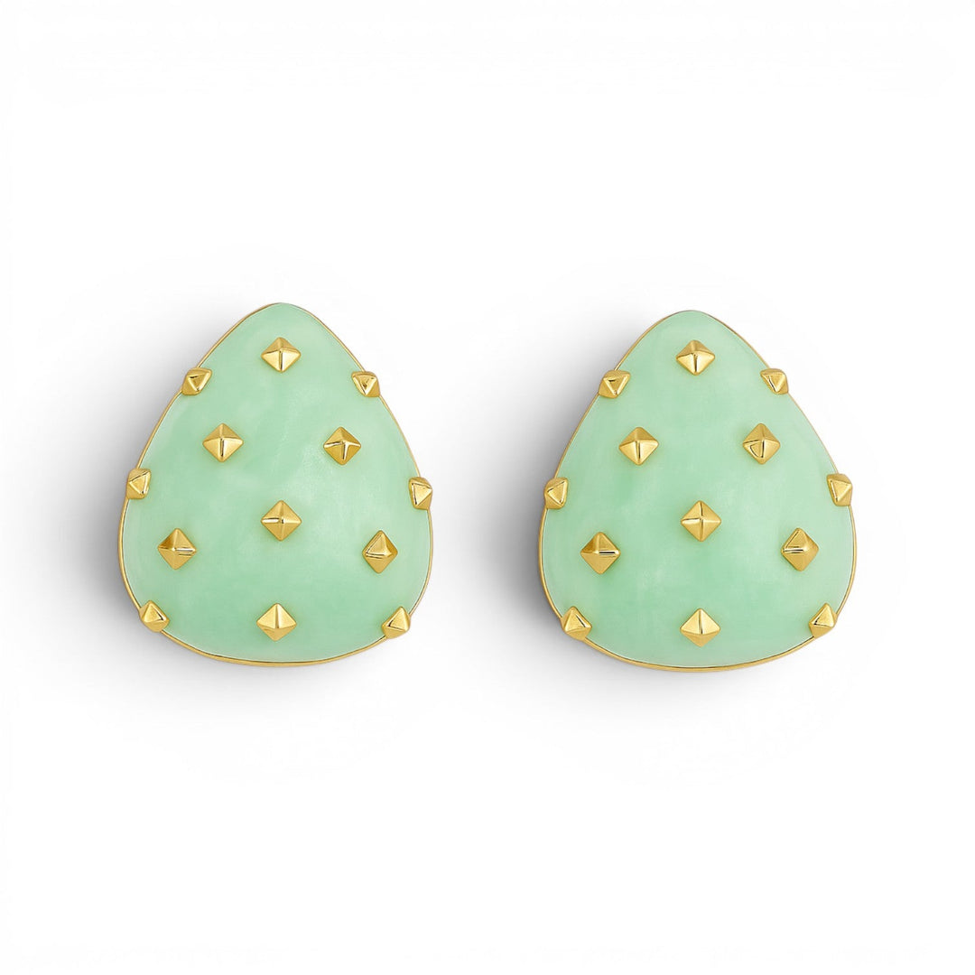 Maristella Jade Studded Resin Pierced Hoop Earrings