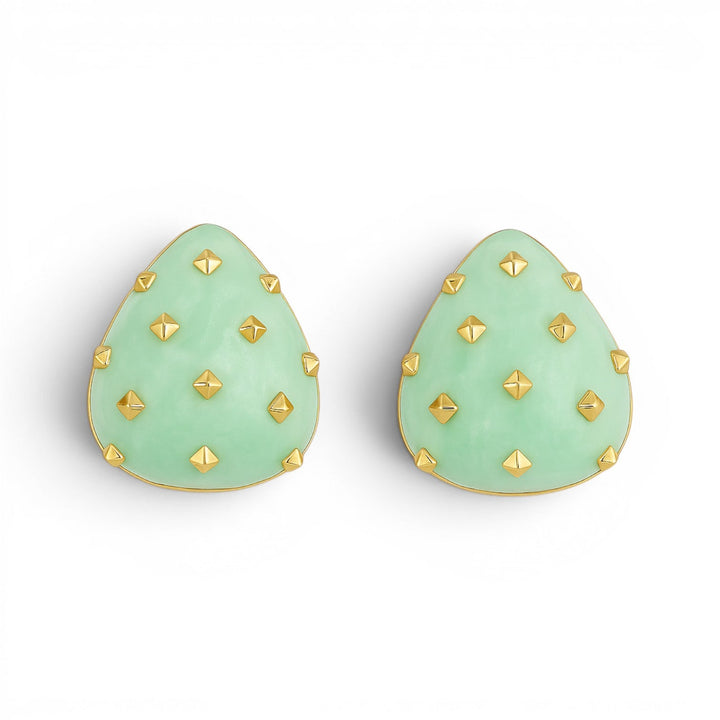 Maristella Jade Studded Resin Pierced Hoop Earrings