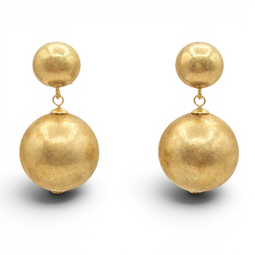 Marylynn Worn Gold Ball Drop Earrings