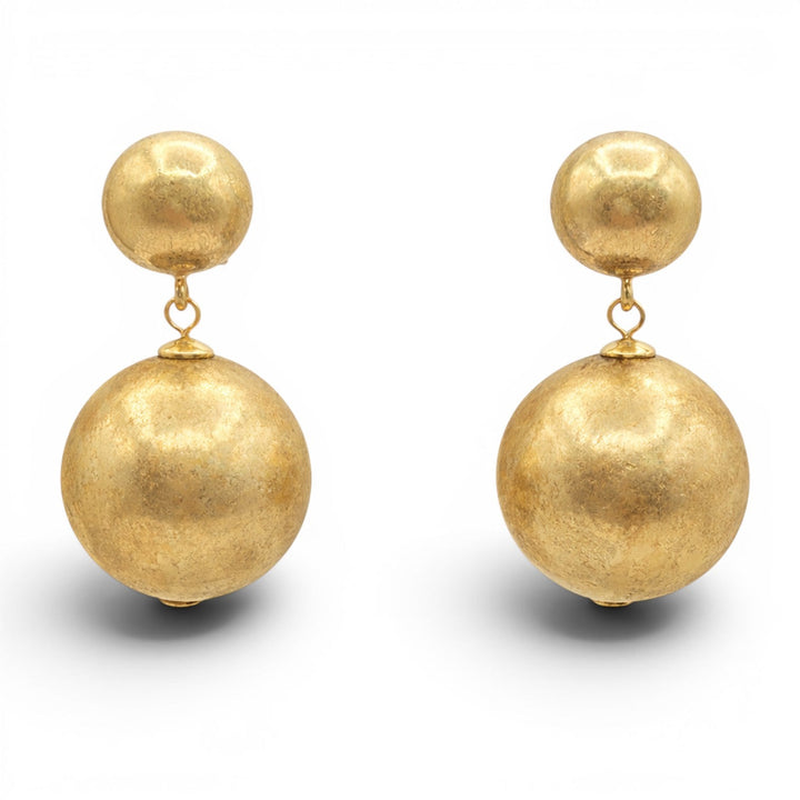Marylynn Worn Gold Ball Drop Earrings