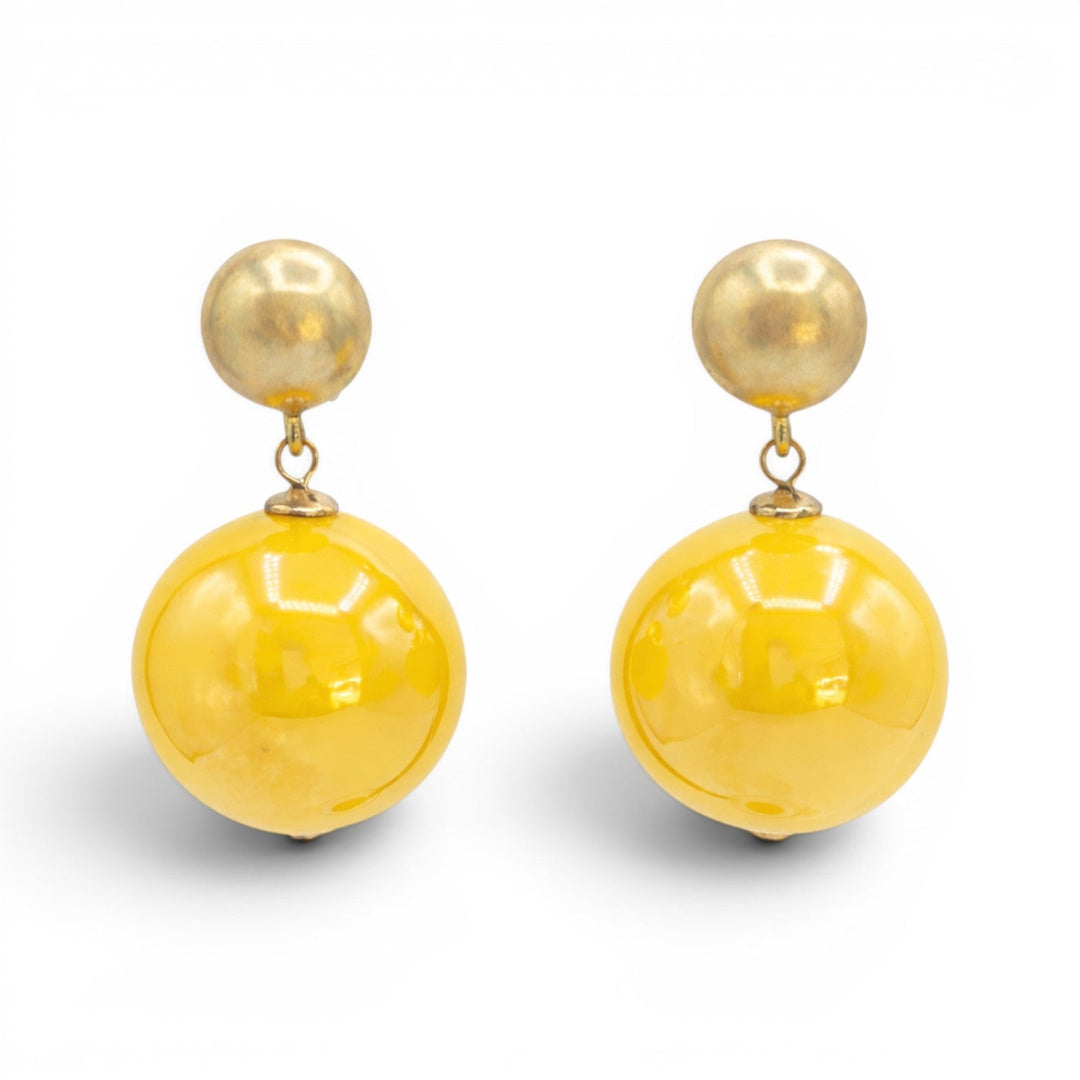 Marylynn Yellow Ball Drop Earrings