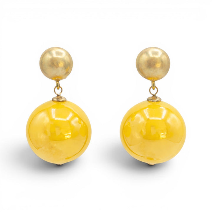 Marylynn Yellow Ball Drop Earrings