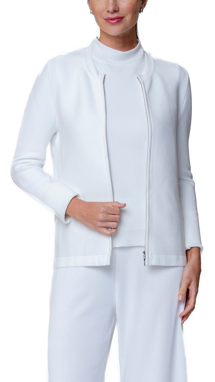 Meg Ripple-Knit Jacket ; White