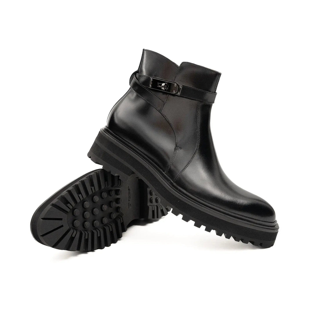 Men's Black Calfskin Buckle Chelsea Boots