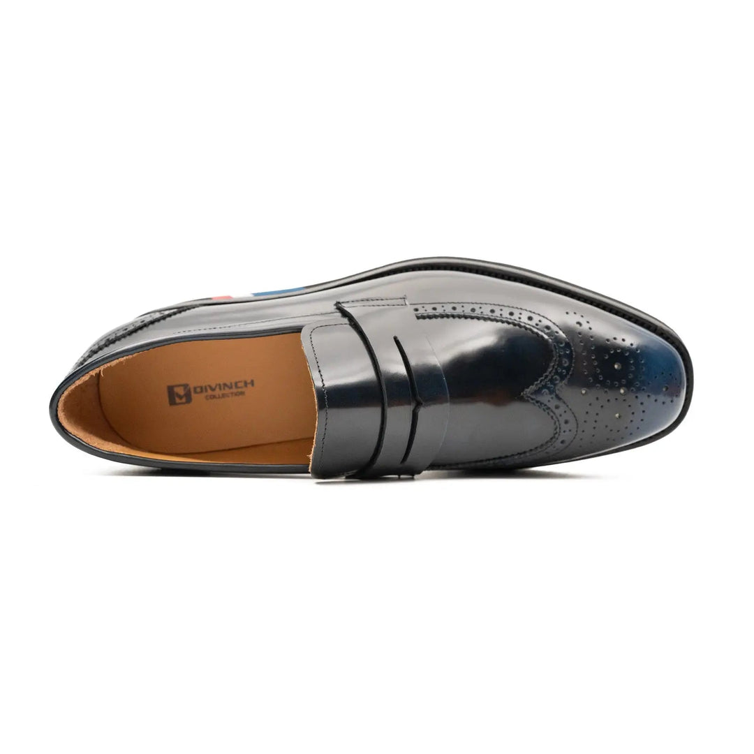 Men's Blue Leather Loafers
