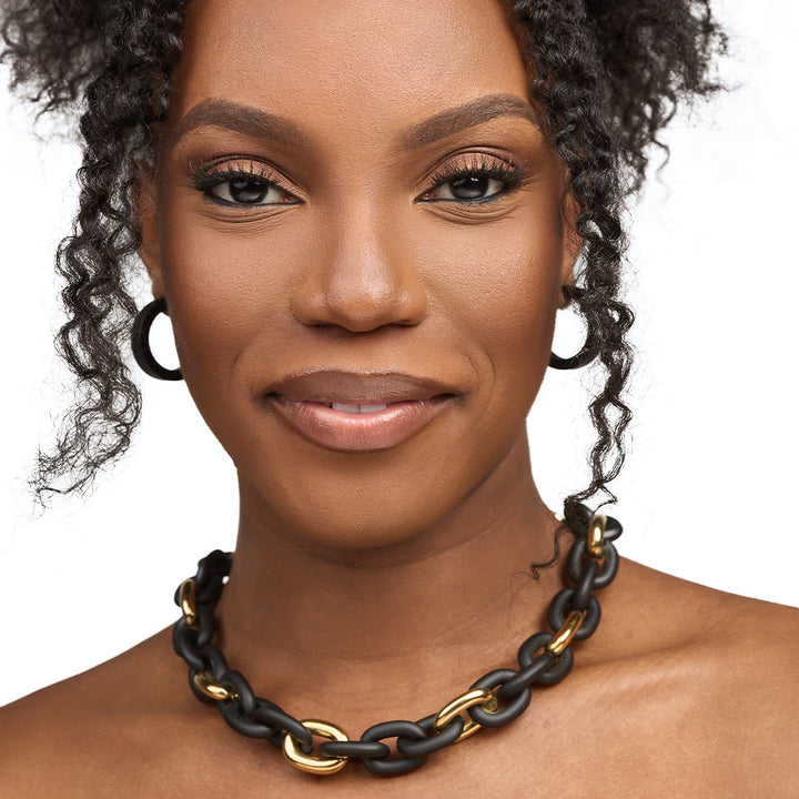 Barile Mini Bike Chain Necklace Matte Black