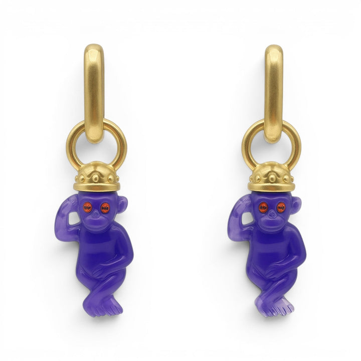 Monkey Purple Resin Drop Earrings