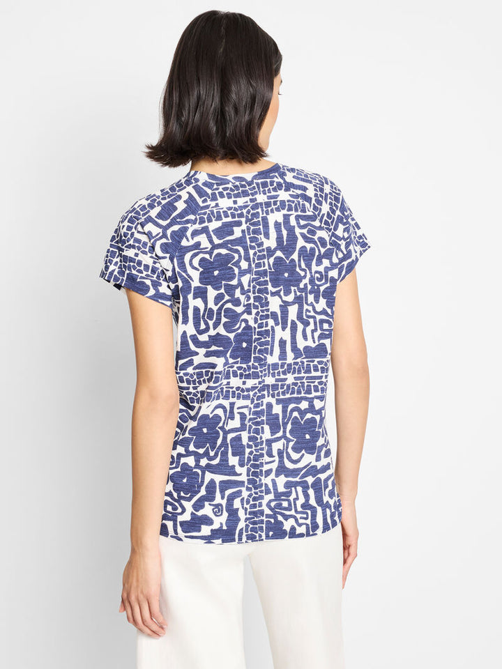 NZT Floret Blues Crew Neck Tee - Indigo Multi