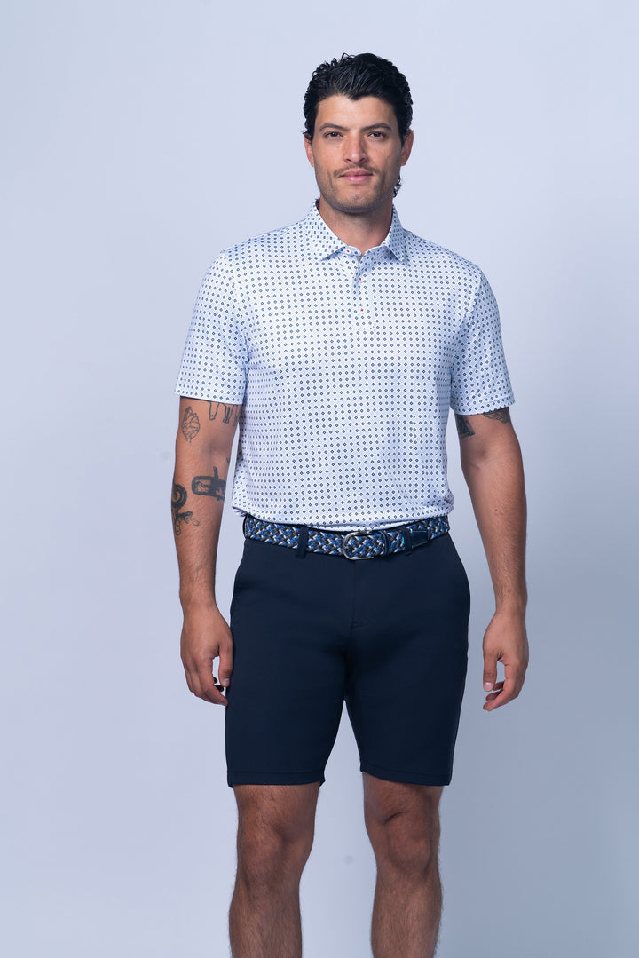 Oxford Printed Ultraflex Polo in White