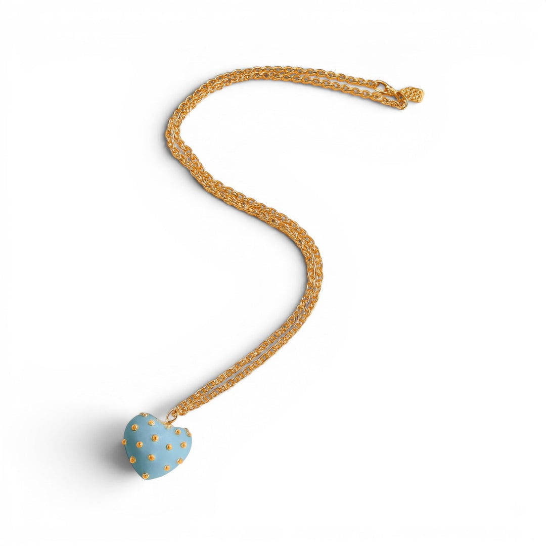 Ophelia Aqua Resin Studded Heart Pendant