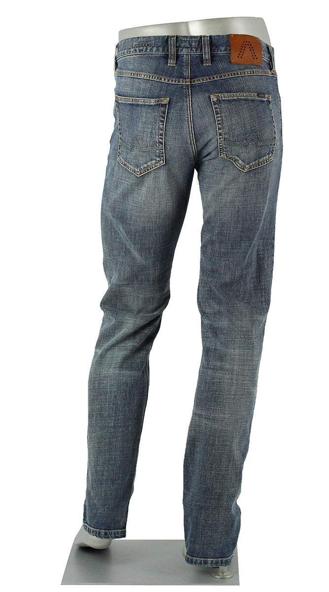 Alberto Pipe Authentic Denim Jeans in washed medium blue - back