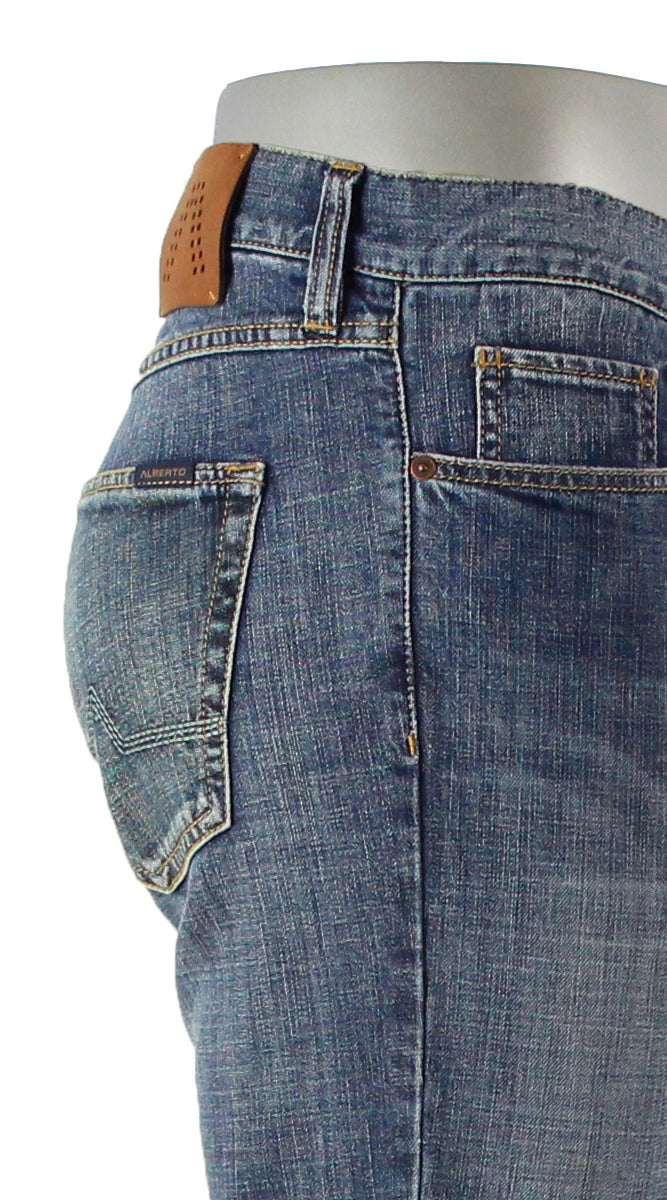 Alberto Pipe Authentic Denim Jeans in washed medium blue - detail