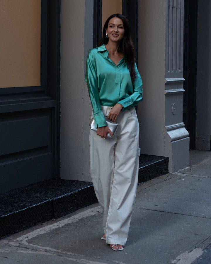 Silk Button Down Shirt in Garden Party