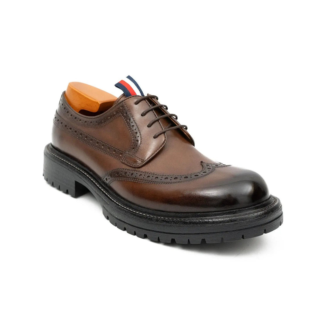 Premium Men's Classic Derby Brogue Shoes Coffee