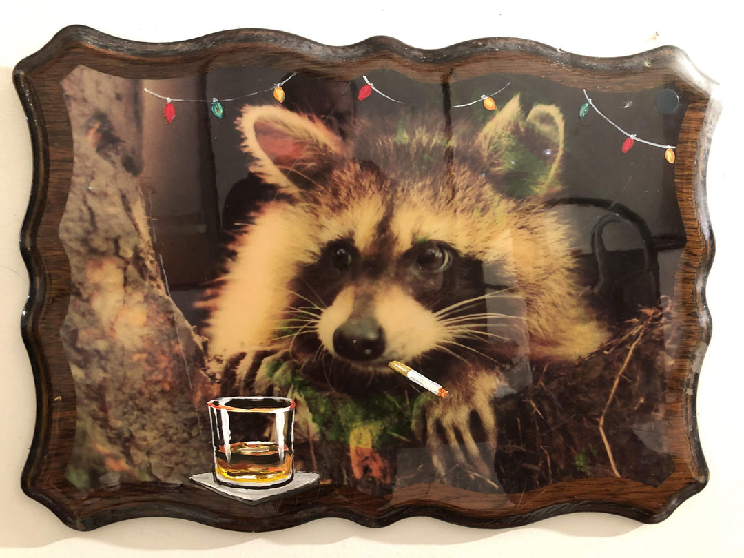 Raccoon Decompression Scaled Acrylic Portrait