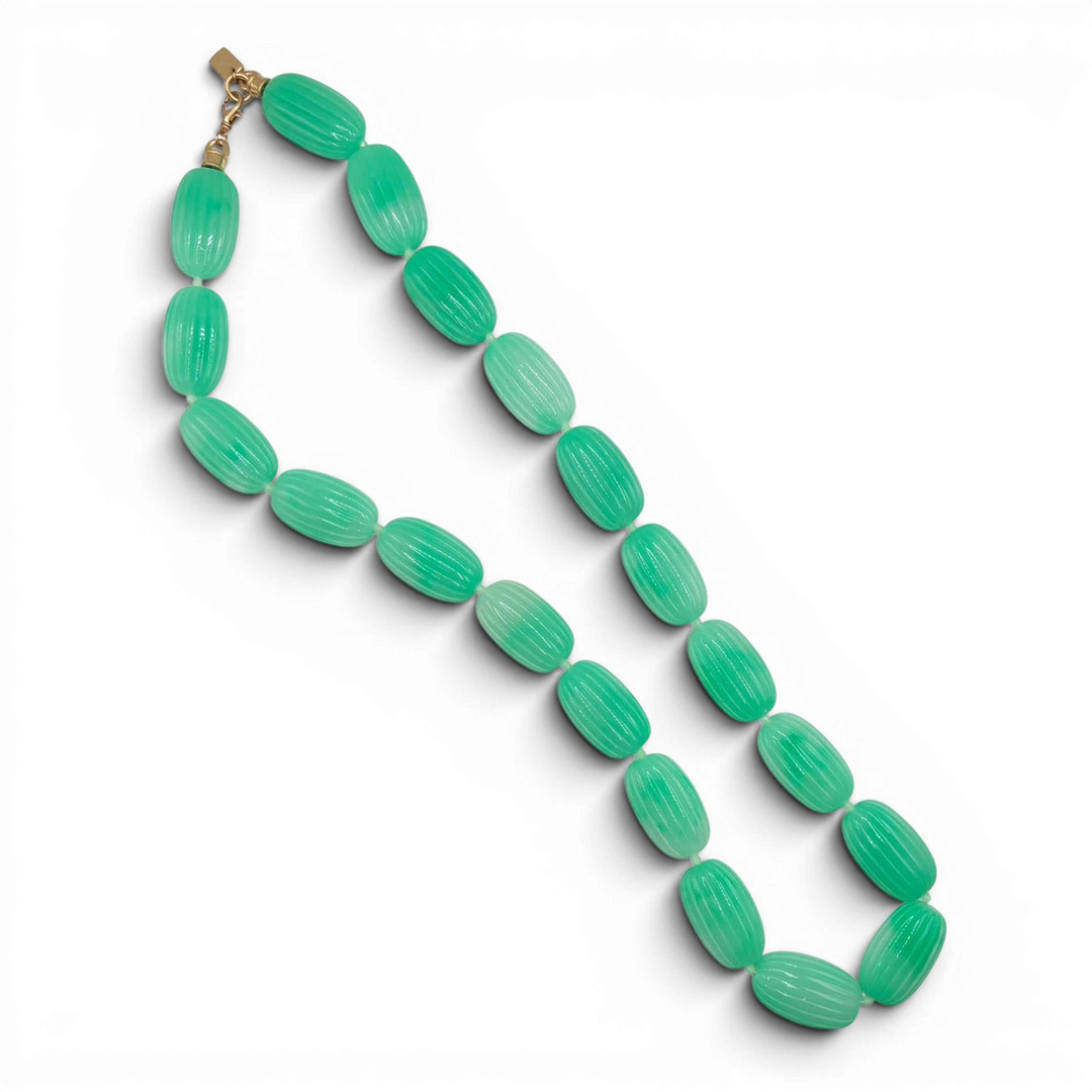 Renata Large Jade Resin Carved Bead Necklace
