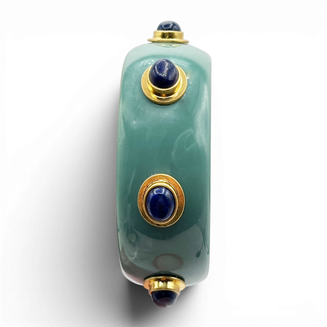 Renee Bangle In Turquoise Resin And Lapis Stones