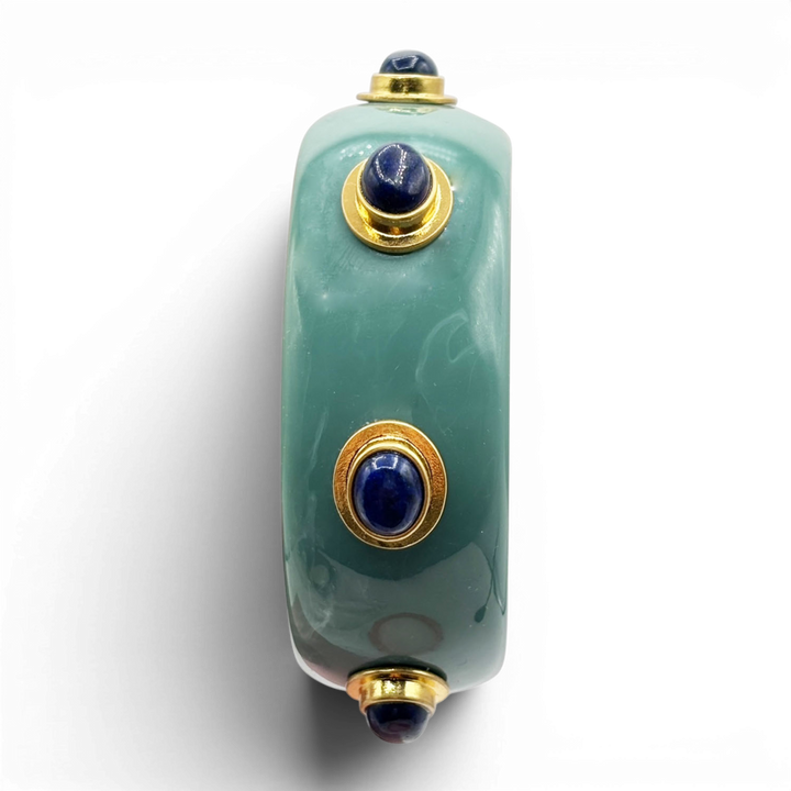 Renee Bangle In Turquoise Resin And Lapis Stones