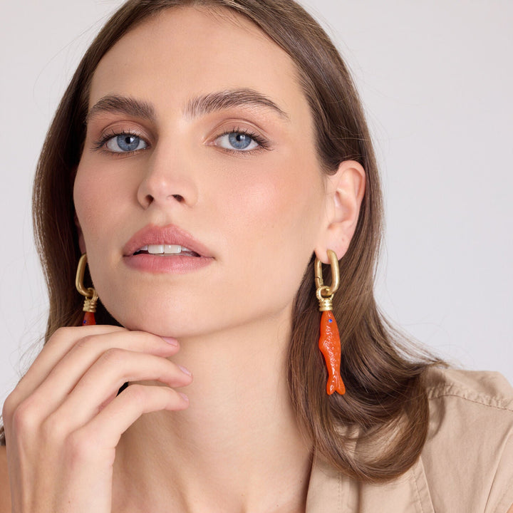 Fish Ochre Resin Drop Earrings