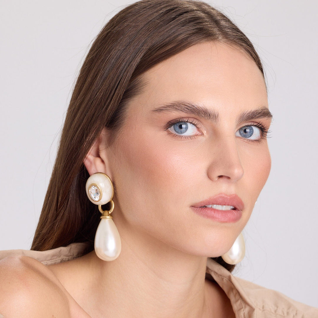 Charlotte Mother Of Pearl With Pearl Resin Pierced Removable Drop